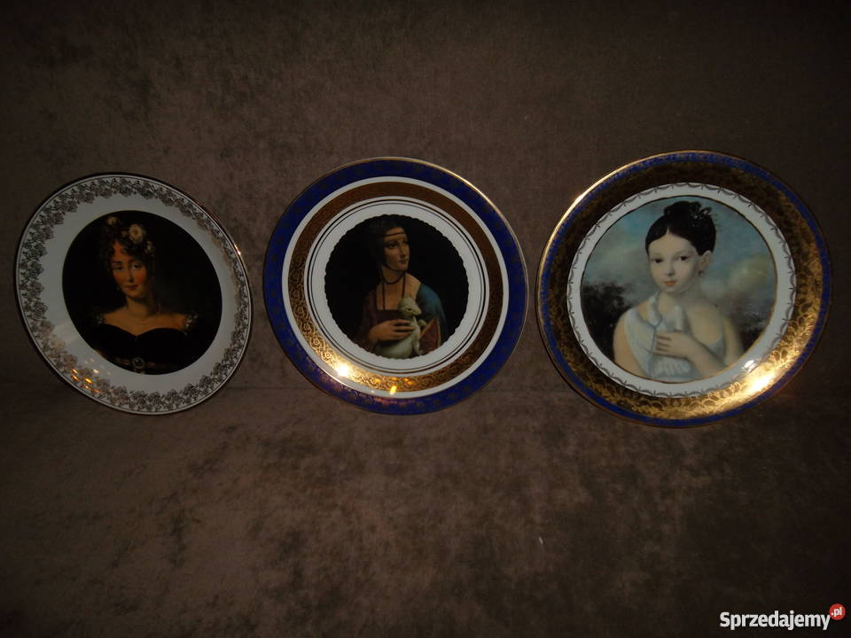 3 patery sygnowane złocone 32 Porcelana i szkło Wałbrzych