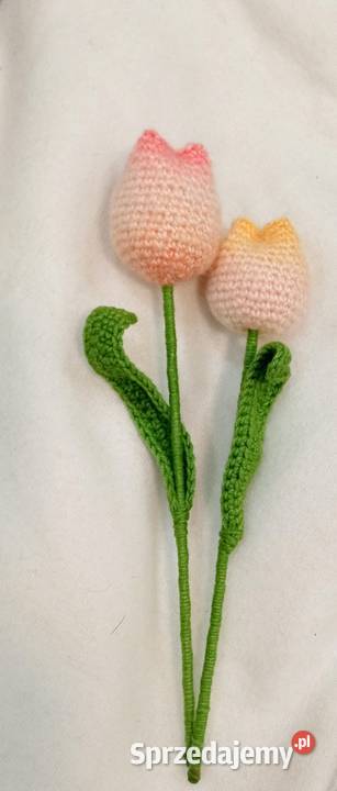 Tulipany wykonane na szydełku Łask