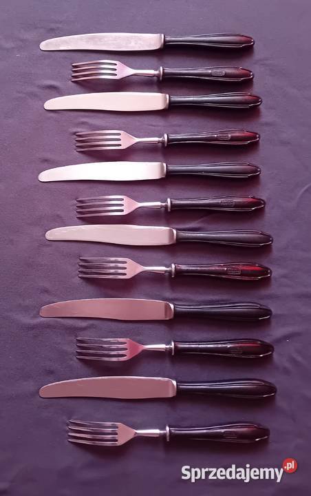 Komplet 6 widelców i 6 noży stołowych Gerlach z wielkopolskie Koźminek