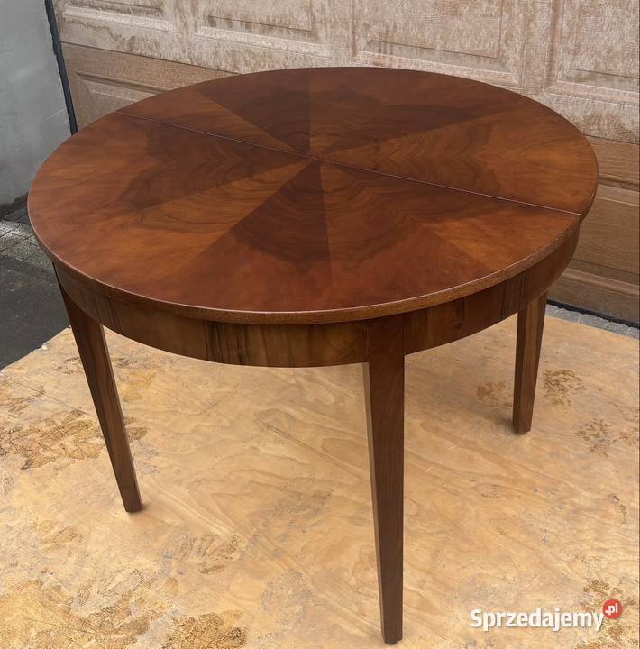 Stół Okrągły Orzech 100 Art Deco Rozkładany Warszawa