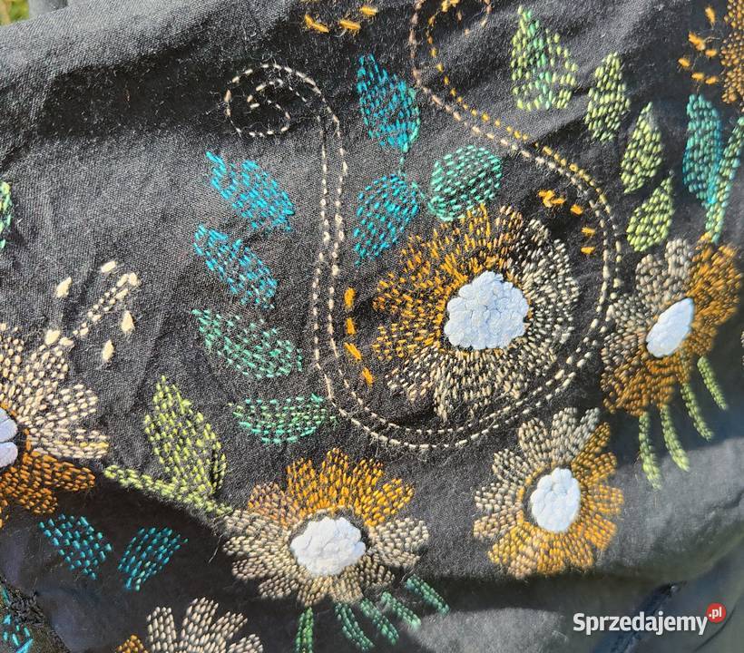 Duża chusta szal dupatta haftowana czarna Szczecin