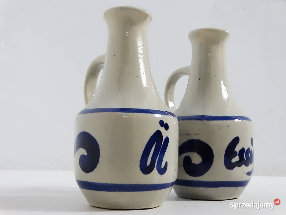 Komplet Ceramicznych Dzbanków na Olej i Ocet lubelskie Biłgoraj