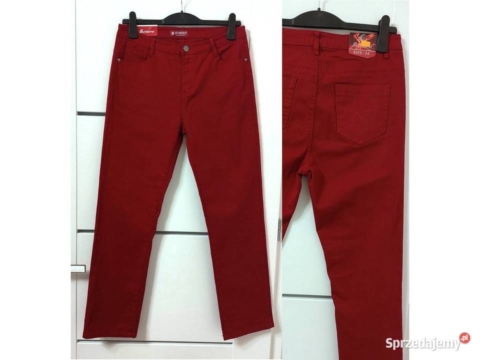 Spodnie Jeansy L 40 czerwone SUNBIRD Nowe z Warszawa