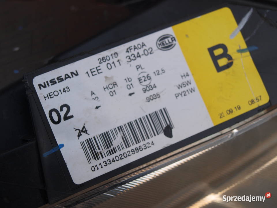 Nissan E NV200 ENV200 lampa prawa przód zwykła osobowe Kalisz