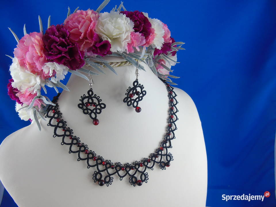 Biżuteria frywolitkowa Wiśniowa