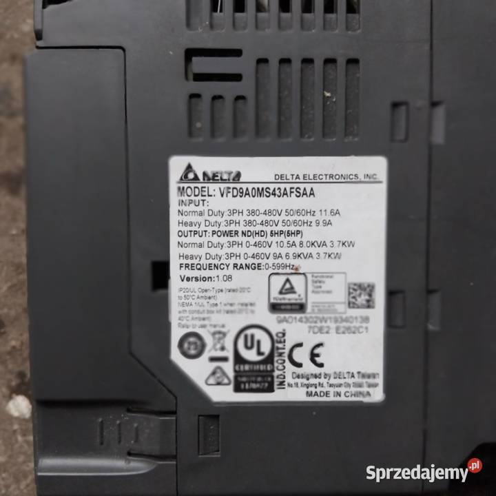 Falownik Delta VFD9A0MS43AFSAA Pozostałe