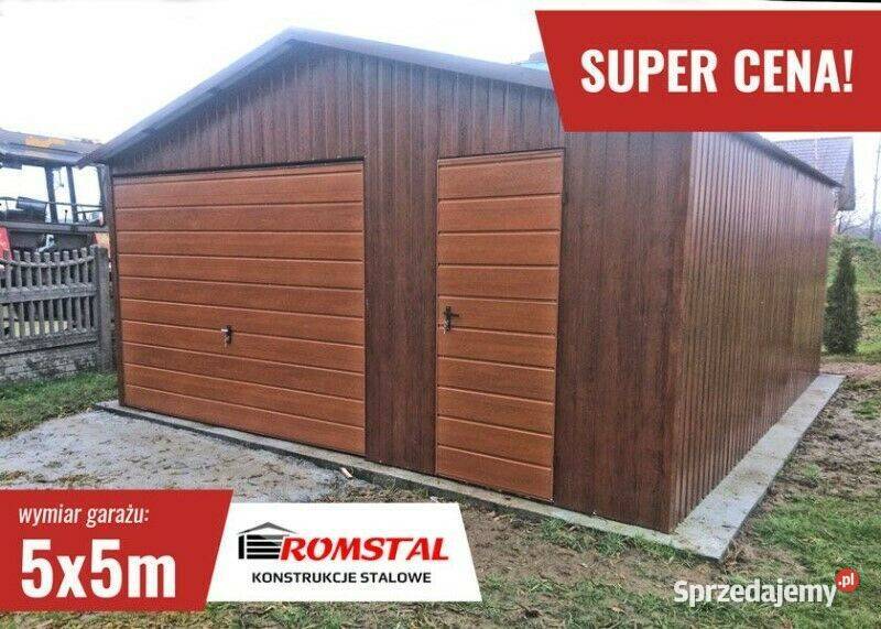 CIEMNY DĄB ORZECH Garaż Blaszany Drewnopodobny Międzychód