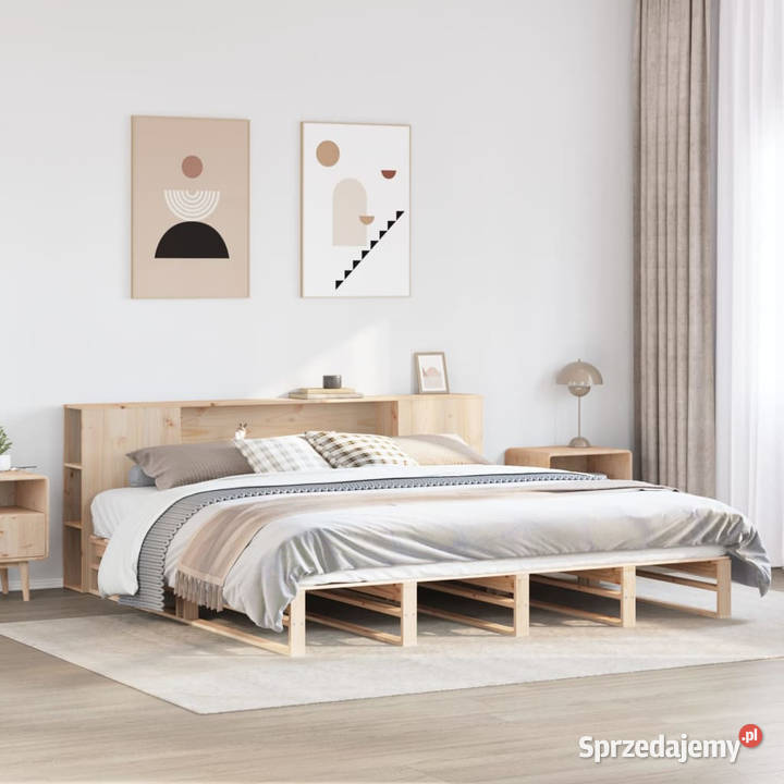 Łóżko z regałem bez materaca lite drewno 200x200 82cm Warszawa