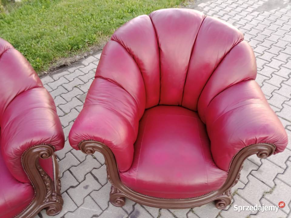 Komplet AFRODYTA 311 i Ława Dąb skóra Wiśnia śląskie Kozy