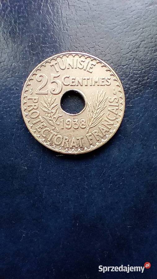Stare monety 25 centimes 1938 Tunezja Lesko
