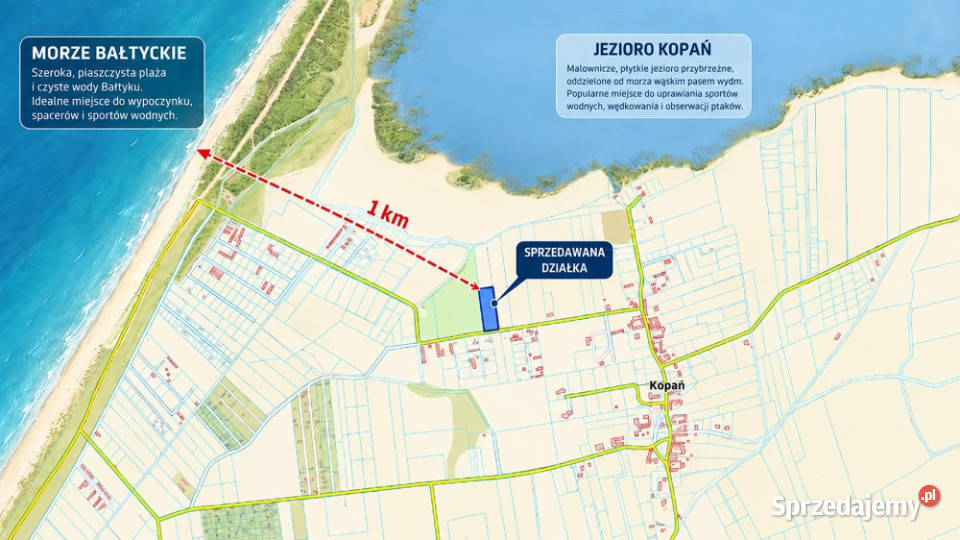 Kopań 4 932 m MPZP usługi turystyczne 1 Bałtyku 249zł/m2 Sprzedaż