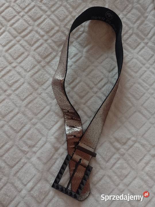 RIVER ISLAND Leather skórzany pasek metaliczny z Dla kobiet Paski małopolskie Kraków