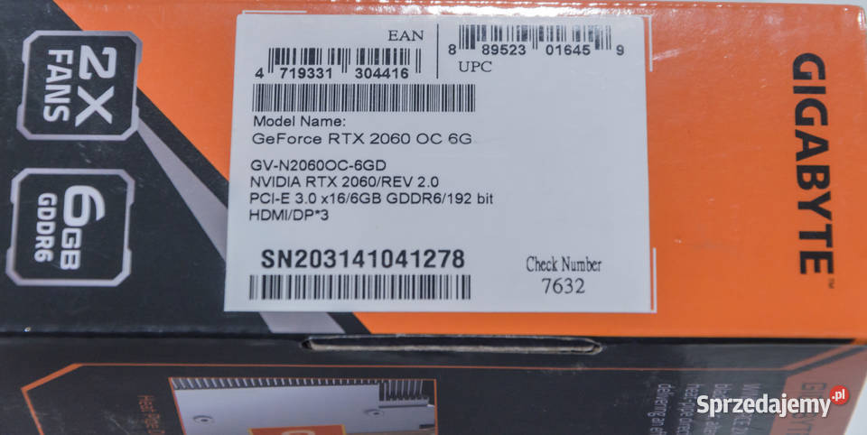 Gigabyte GeForce RTX 2060 OC 6GB GDDR6 192bit Karty graficzne Częstochowa