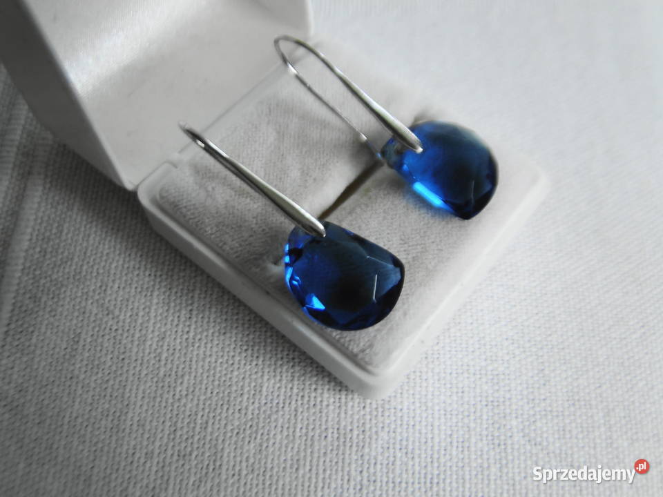 Kolczyki srebro i błękitne kryształki Kolczyki Warszawa