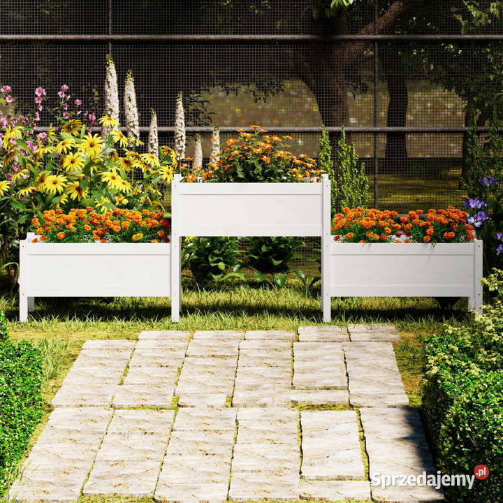Donica biała 2455x44x75 lite drewno sosnowe