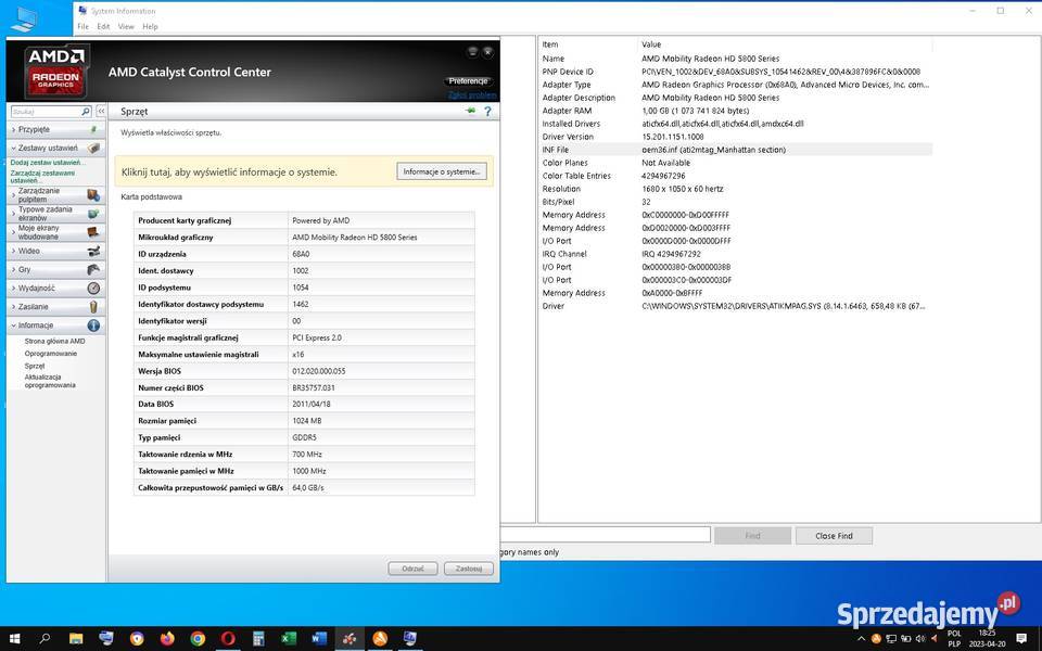ATI Mobility Radeon HD 5870 mobilna karta śląskie Bielsko-Biała