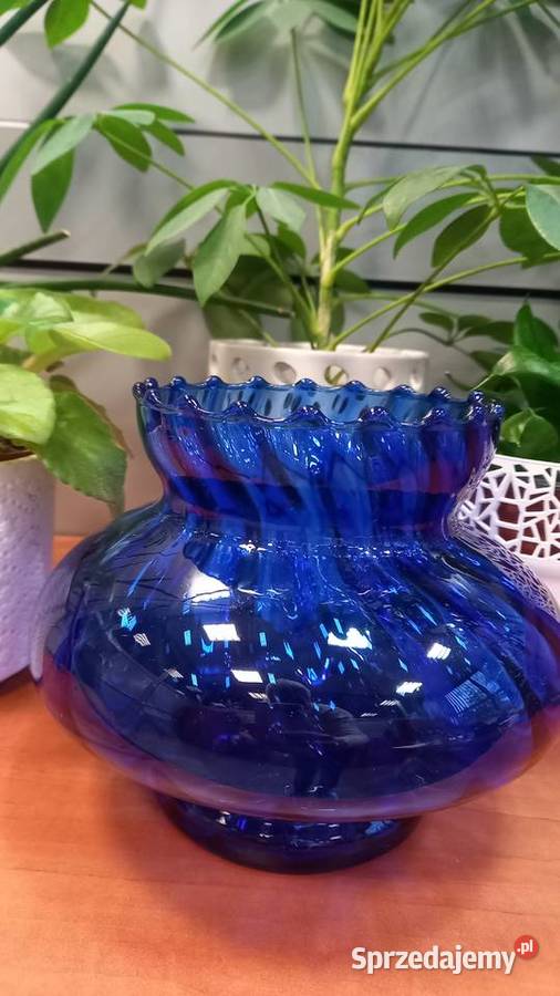 Wazon kobaltowy szklany prl vintage Tychy