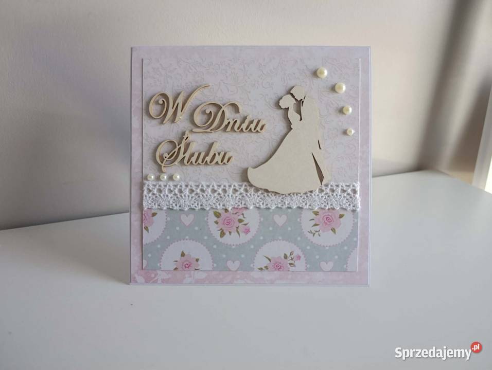 Kartka ręcznie robiona na Ślub handmade 2 Łódź sprzedam