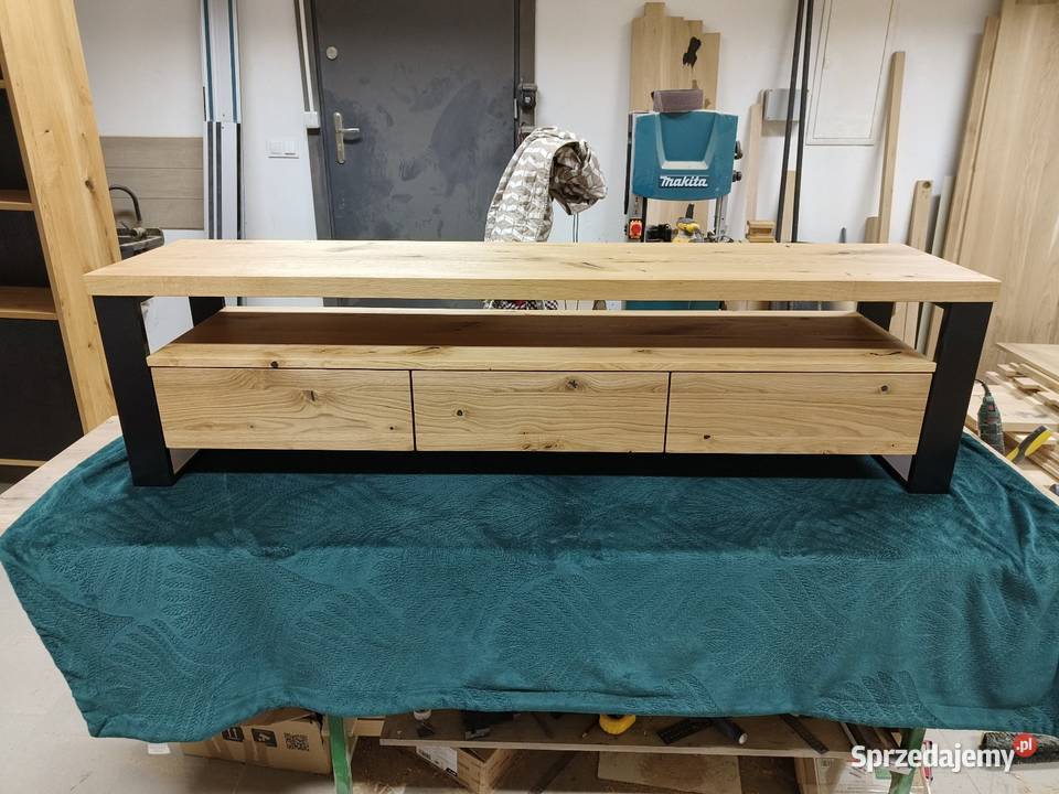 Szafka RTV stolik kawowy z półką Lity dąb loft RTV Kraków