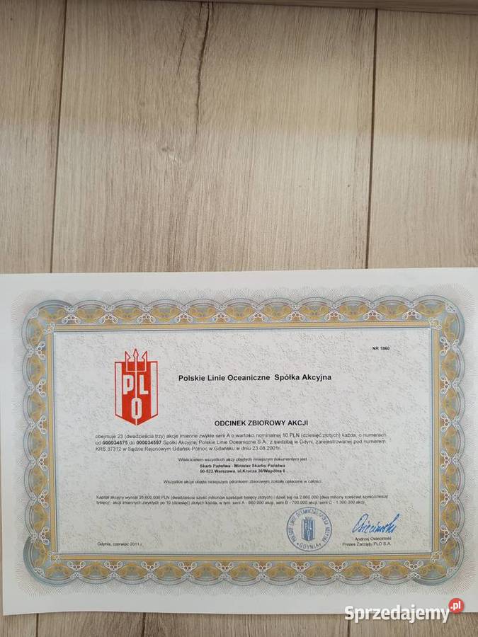 Akcje pracownicze PLO Gdańsk sprzedam