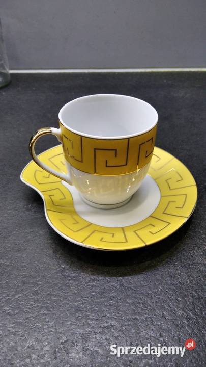 Filiżanki espresso zestaw 6 złote Filiżanki i spodki Nowy Tomyśl