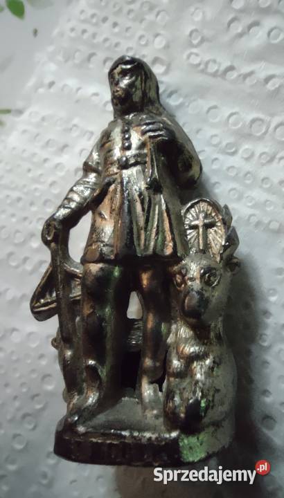 Stara figurka św Hubert jeleń z krzyżem Antyki wielkopolskie Gniezno