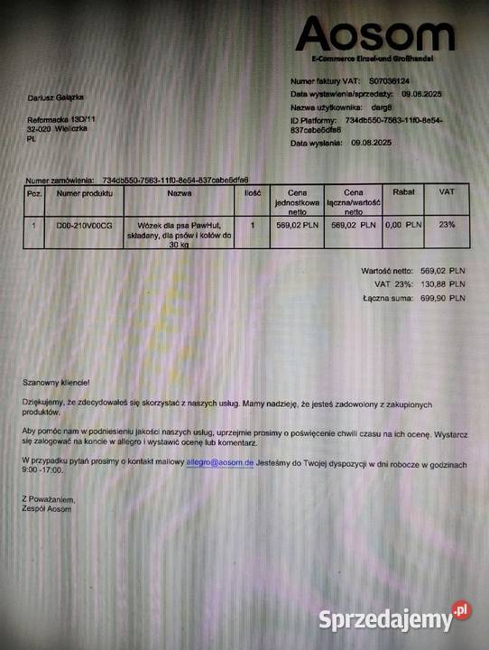 Wózek psa sprzedam Kraków