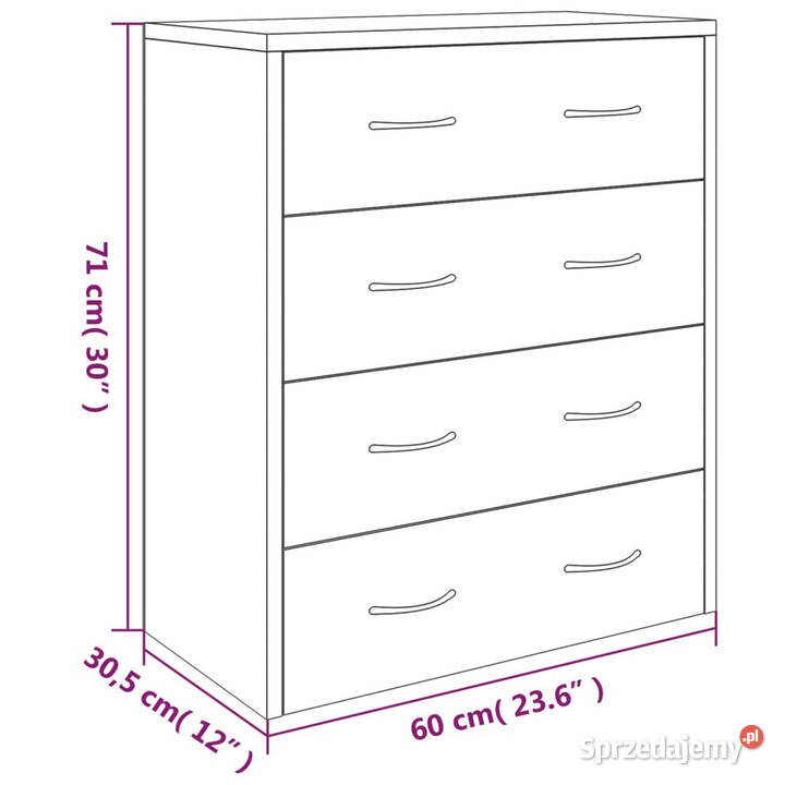 Komoda z 4 szufladami 60 x 305 x 71 przydymiony mazowieckie sprzedam