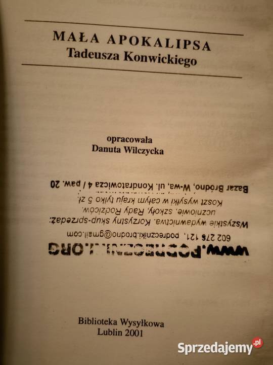 Mała Apokalipsa analizy lektury szkolne literaturoznawstwo Książki naukowe i popularnonaukowe mazowieckie Warszawa