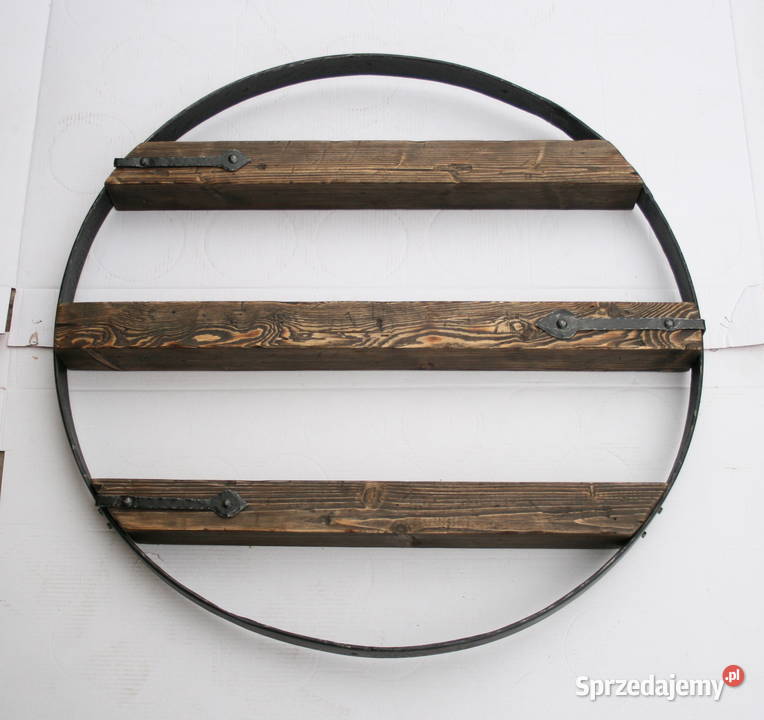 półka ścienna KOŁO rustykalna loft lite drewno Mielec
