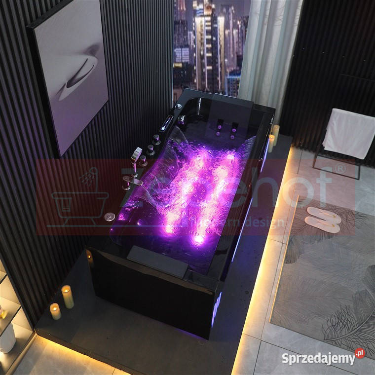 Czarna wanna z hydromasażem EB7066 prostokątna sprzedam