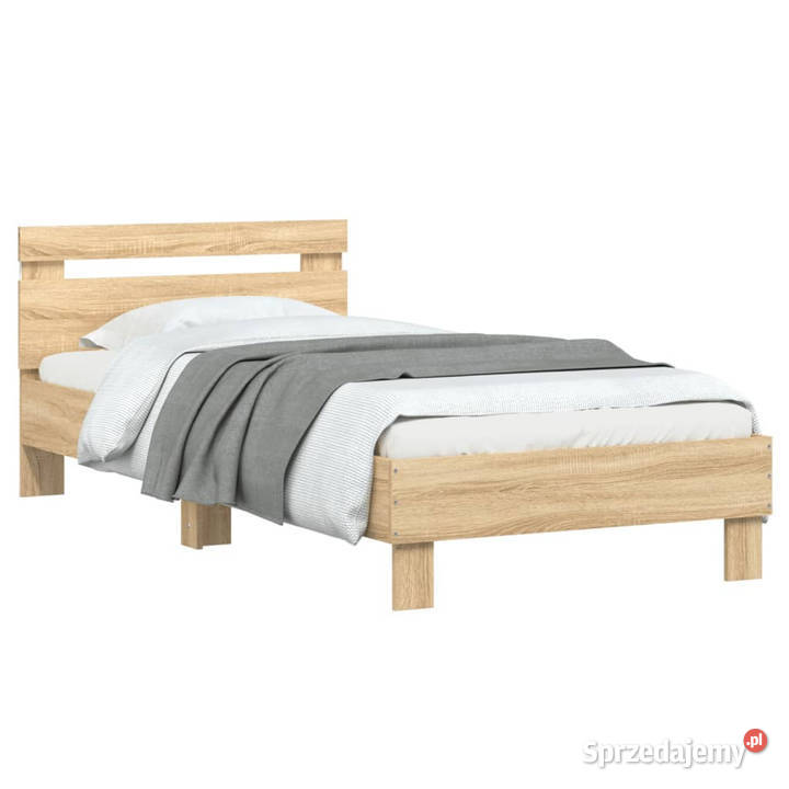 Rama łóżka z wezgłowiem i LED dąb sonoma 90x200 Warszawa