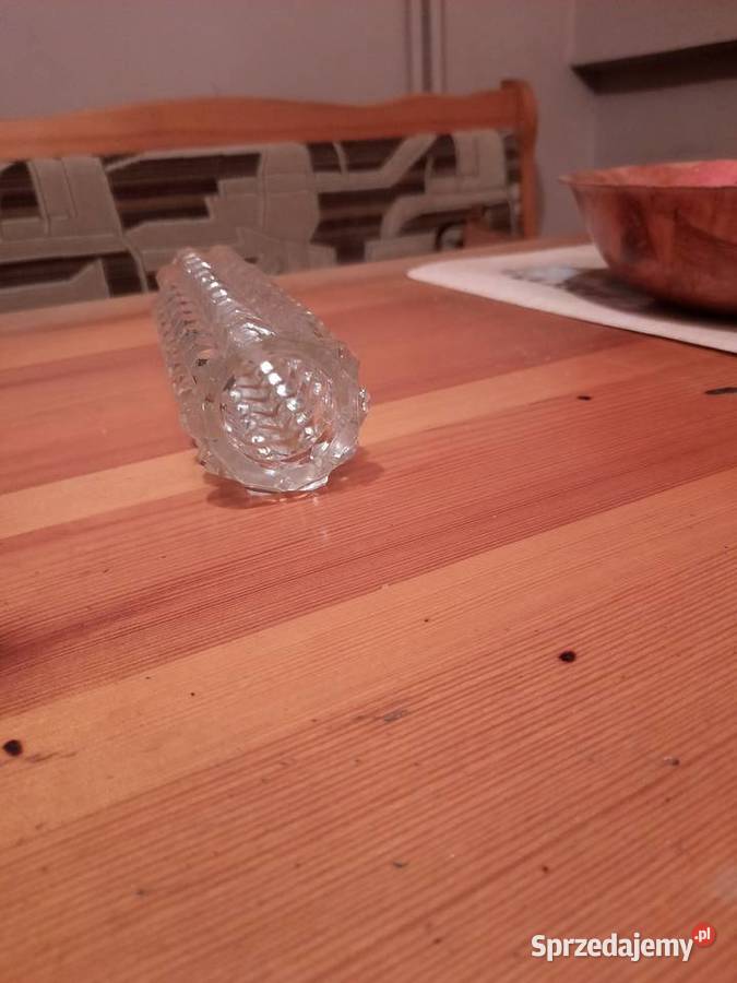 Flakon PRL krysztalowe frezowane szklo Lubań