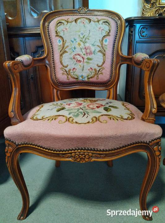 Fotel ludwikowski gobelin kwiaty Białystok