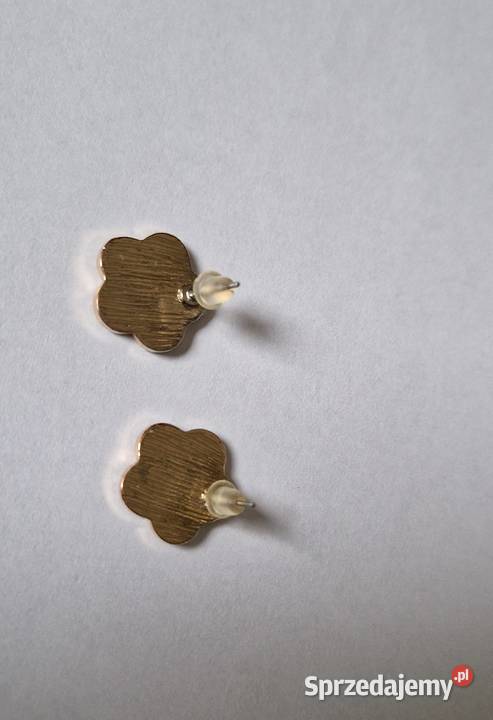 kolczyki czarna emalia złote cyrkonie Kraków