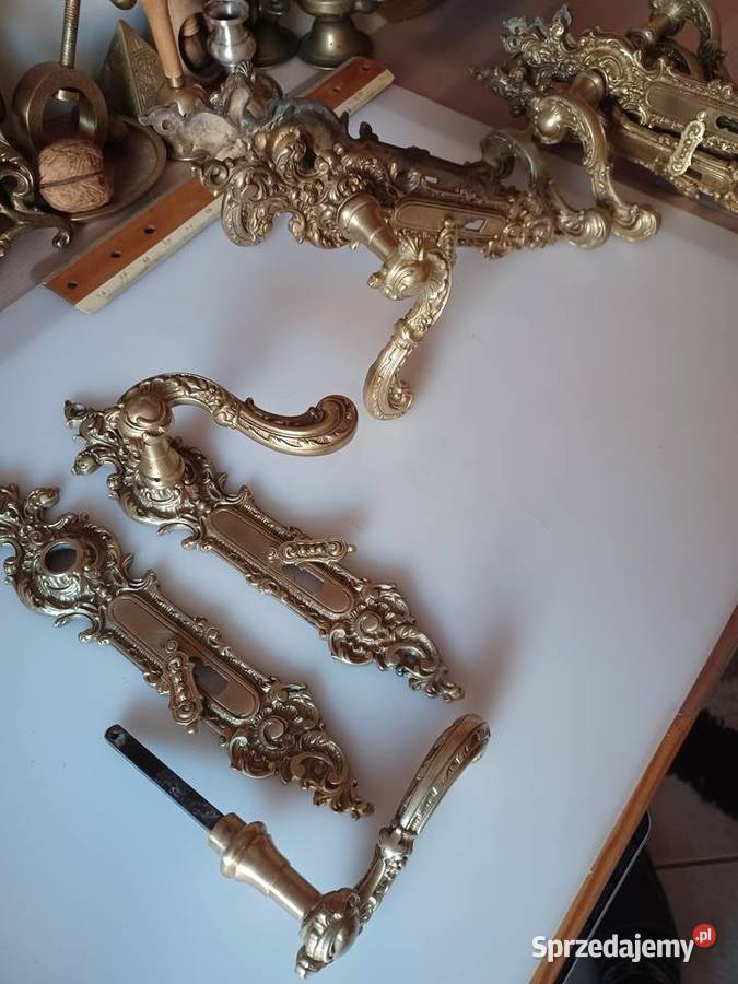 Komplet pałacowych szyldów i klamek Mosiądz Poznań