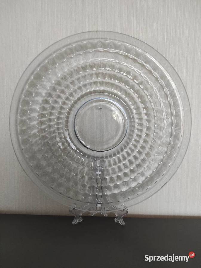 Patera talerz niebieskie szkło huta Hortensja Białystok