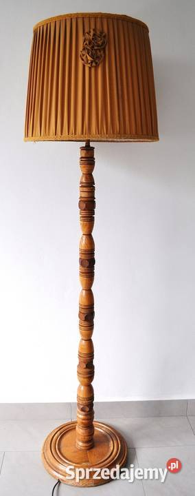 Lampa stojąca drewno orzech mahoń vintage prl Warszawa sprzedam