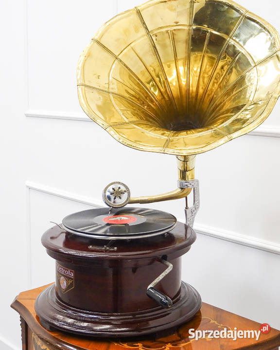 Stylowy PATEFON Victrola okrągła Mahoń obudowa Kalisz