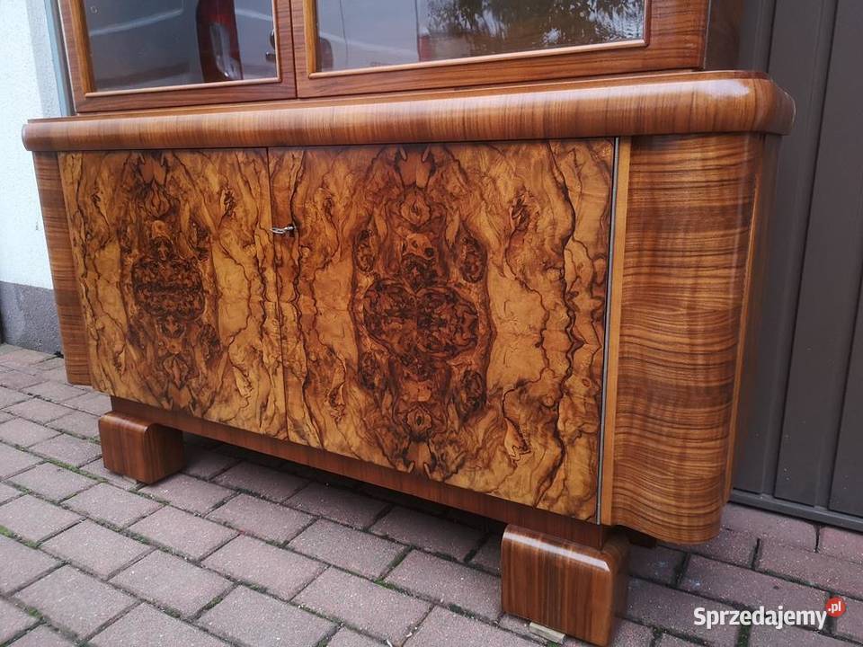 Witryna Biblioteka ARTDECO Orzech Zgrabna Stara wielkopolskie Swarzędz