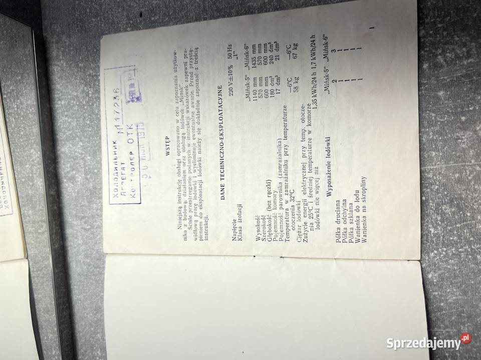 Instrukcja obsługi ulotka Lodówka domowa Mińsk z
