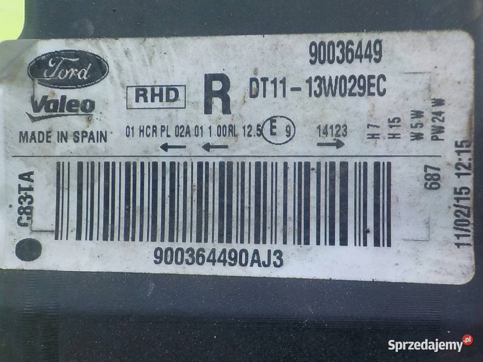 FORD TRANSIT CONNECT MK2 15r VAN lampa prawa osobowe mazowieckie Suków