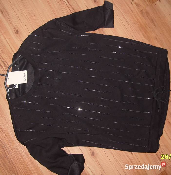 LIVES czarna bluza z cyrkoniami r LXL FASHION Bez wzoru Bluzki i koszule Rawicz