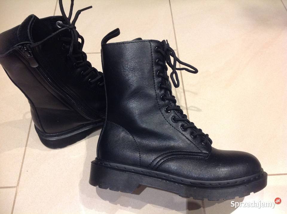 Martensy Skórzane Buty Damskie 37375 Czarne NOWE Nowa Sól