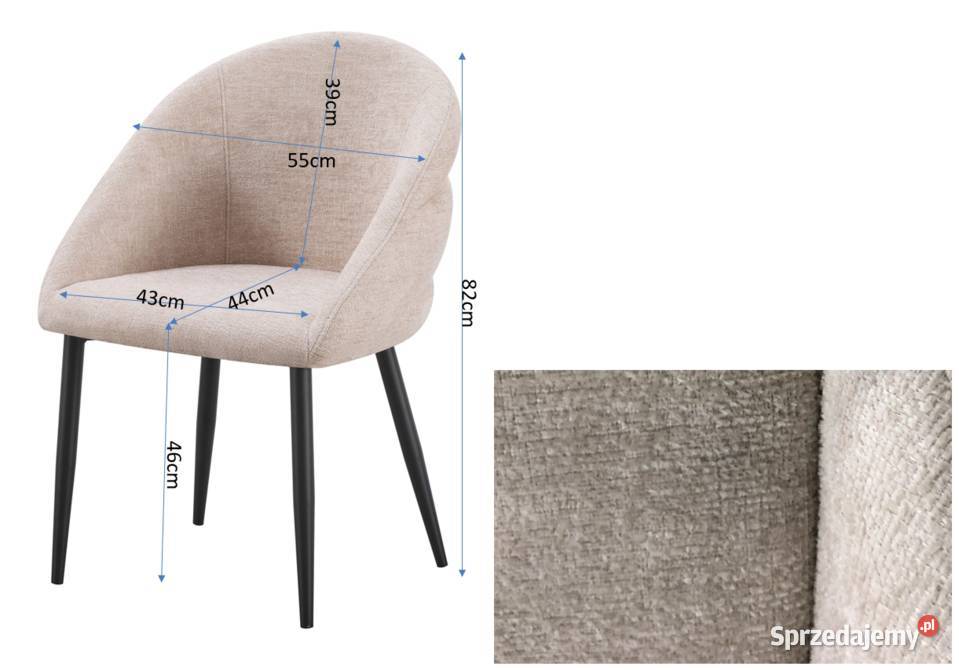 Kubełkowe krzesło tapicerowane Lusso beżowe Krzesła Tarchały Małe