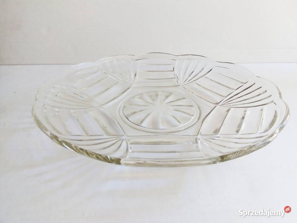 szklany talerz patera huta Niemen vintage PRL przezroczysty śląskie Częstochowa sprzedam