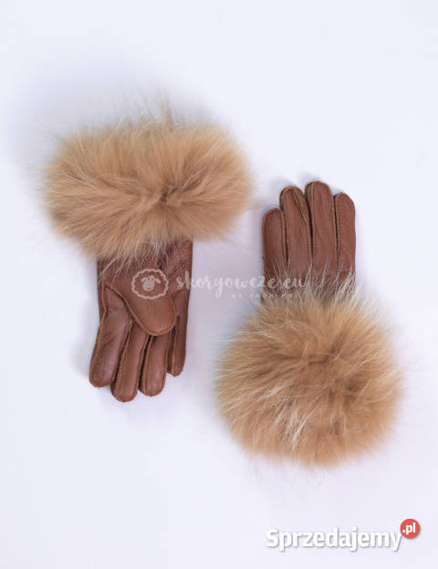 Rude rękawiczki damskie skórzane z futrzanym małopolskie
