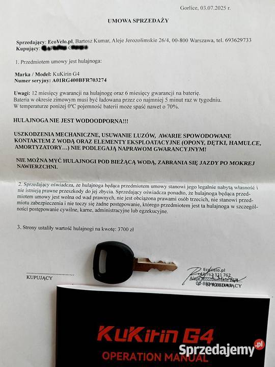 Hulajnoga Elektryczna KuKirin G4 2025 na Skrzyszów