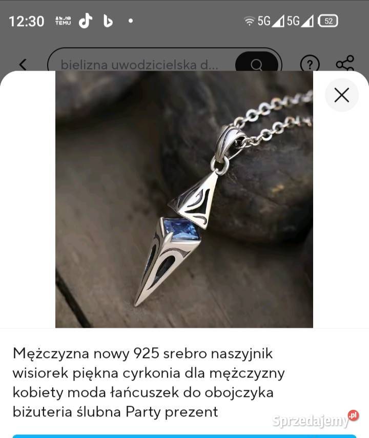 Naszyjnik przepiękną cyrkonią srebro Naszyjniki Warszawa
