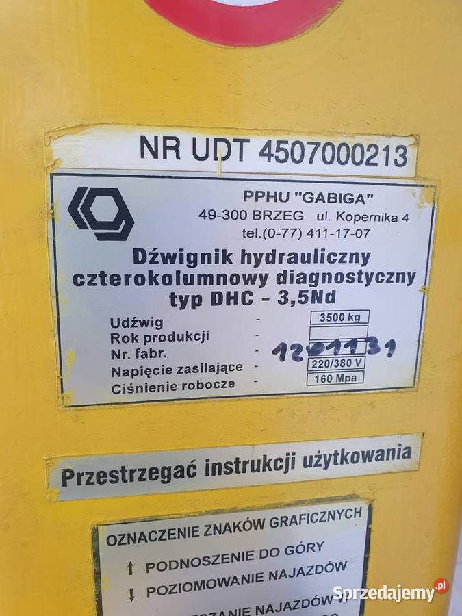 Podnośnik Gabiga 4 kolumnowy 35T Rybnik sprzedam
